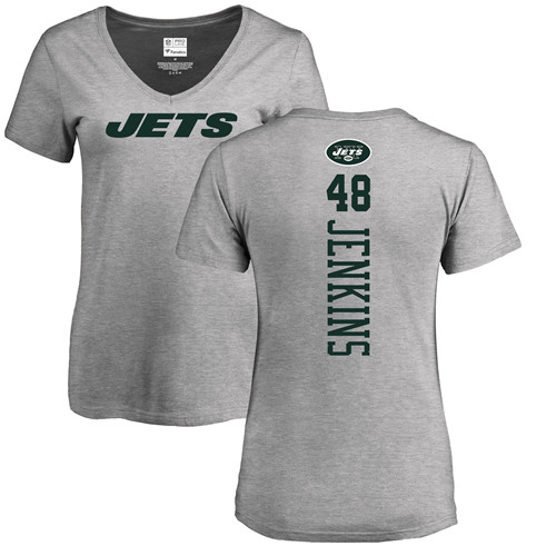New York Jets Ash Women Jordan Jenkins Backer NFL Football #48 T Shirt->women nfl jersey->Women Jersey